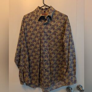 Alan Flusser Paisley Button-Down Shirt Mens Medium